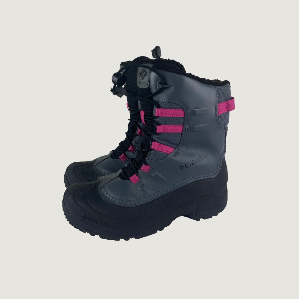 Columbia Bugaboot Plus Big Girls Sz 6 Grey Pink Waterproof 400g Snow Boots